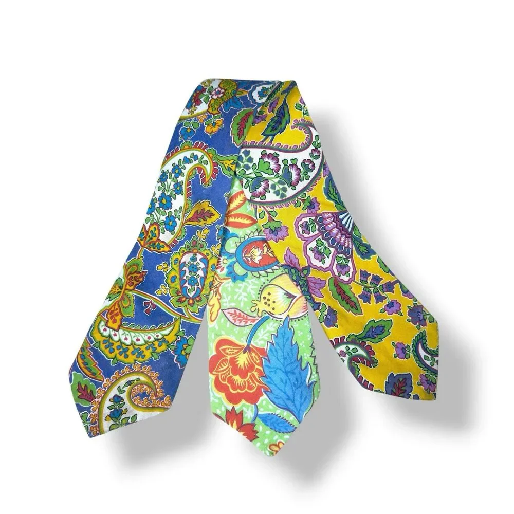 Vintage 90s Banana Republic Safari Company Lot Of 3 Ties AOP Cotton Floral Artsy